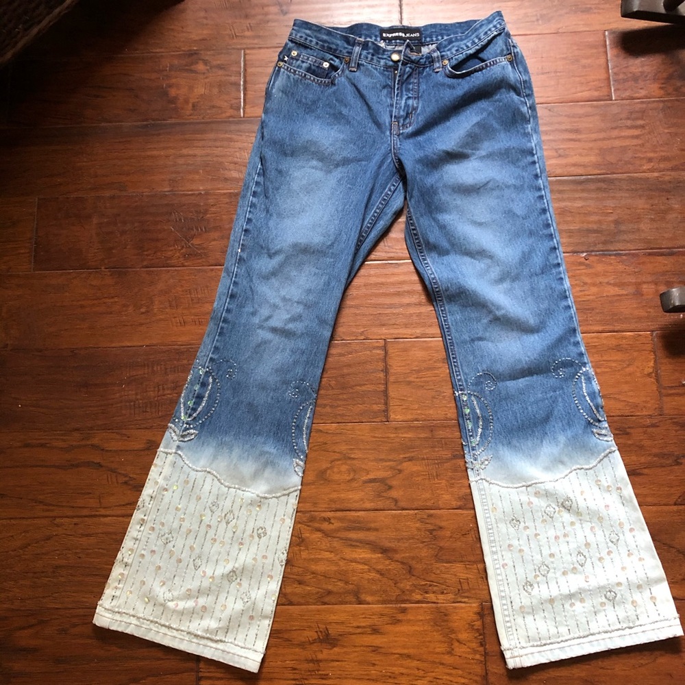 Vintage Bejeweled Express Two-Tone Jeans